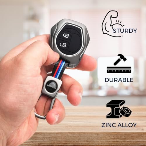 KEYCEPT Metal Key Cover for Suzuki Swift, Dzire, Ertiga, Baleno, Grand Vitara, Celerio, WagonR, Brezza, Scross, Fronx, Jimny, Ignis 2 Button Remote Key Cover with Keychain (Short Keychain) - Image 4