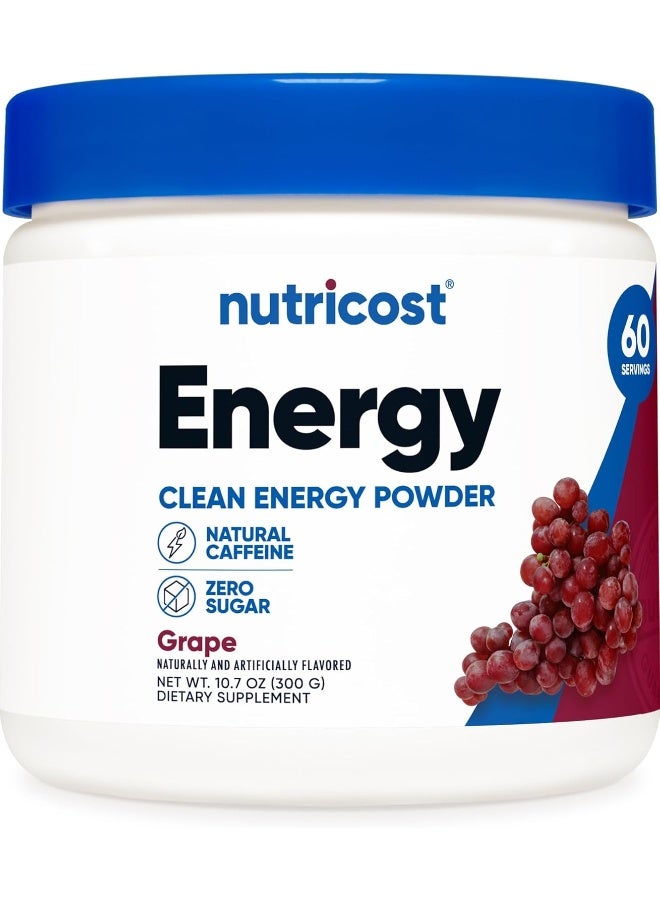 Nutricost Energy Drink Powder (Grape) (60 Servings) - Pre Workout Supplement with Natural Flavors - Non-GMO, Gluten-Free - Image 1