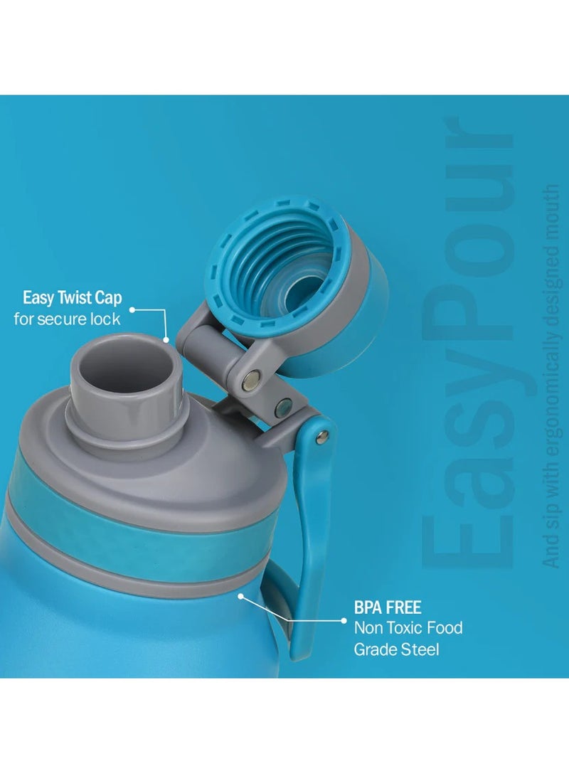 Briiton Infinity-S 1000ml Sky Blue Bottle | Copper Coated Vacuum Insulation | Stainless Steel | Powder Coated | Secure Grip | Leakproof Flask | Hot & Cold Thermos | Aqua Hydra | Suitable for Men, Women  - Image 2