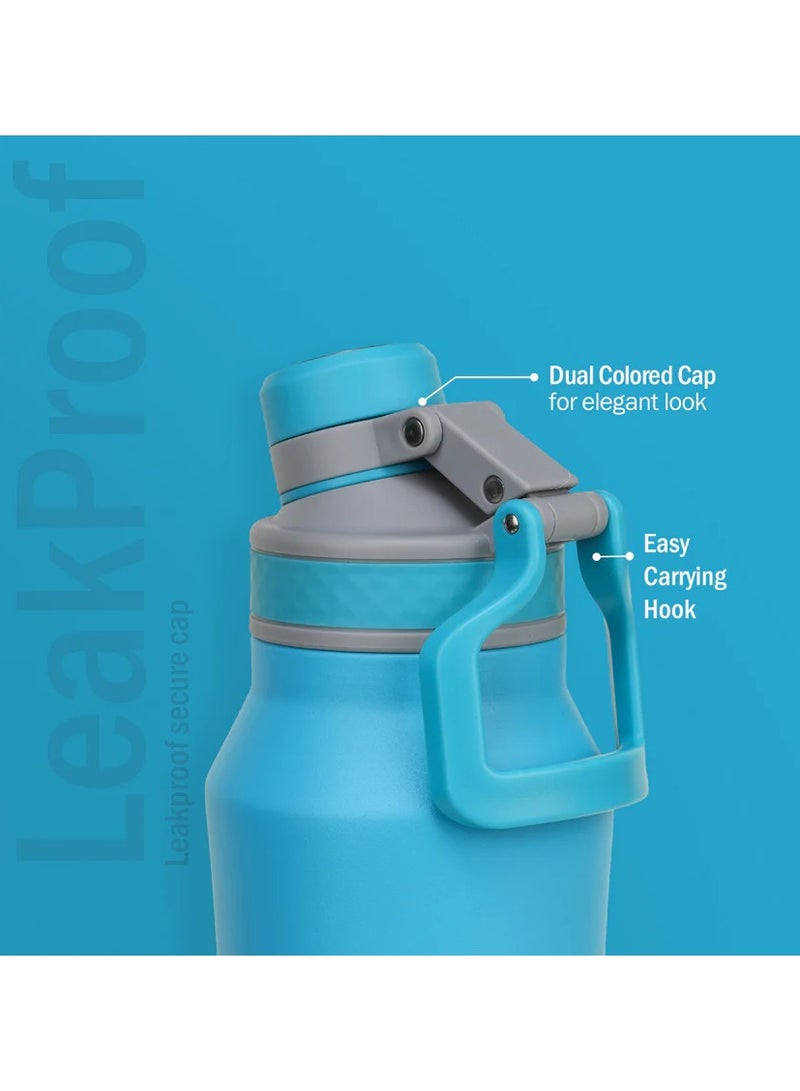 Briiton Infinity-S 1000ml Sky Blue Bottle | Copper Coated Vacuum Insulation | Stainless Steel | Powder Coated | Secure Grip | Leakproof Flask | Hot & Cold Thermos | Aqua Hydra | Suitable for Men, Women  - Image 4