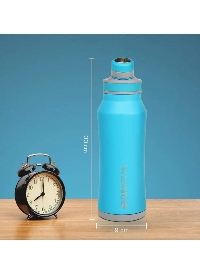 Briiton Infinity-S 1000ml Sky Blue Bottle | Copper Coated Vacuum Insulation | Stainless Steel | Powder Coated | Secure Grip | Leakproof Flask | Hot & Cold Thermos | Aqua Hydra | Suitable for Men, Women  - Image 5