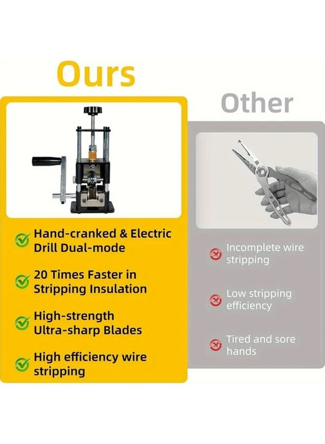 1pc Manual Wire Stripper Adjustable Hand Crank Cable Stripping Machine Metal Finish - Image 5