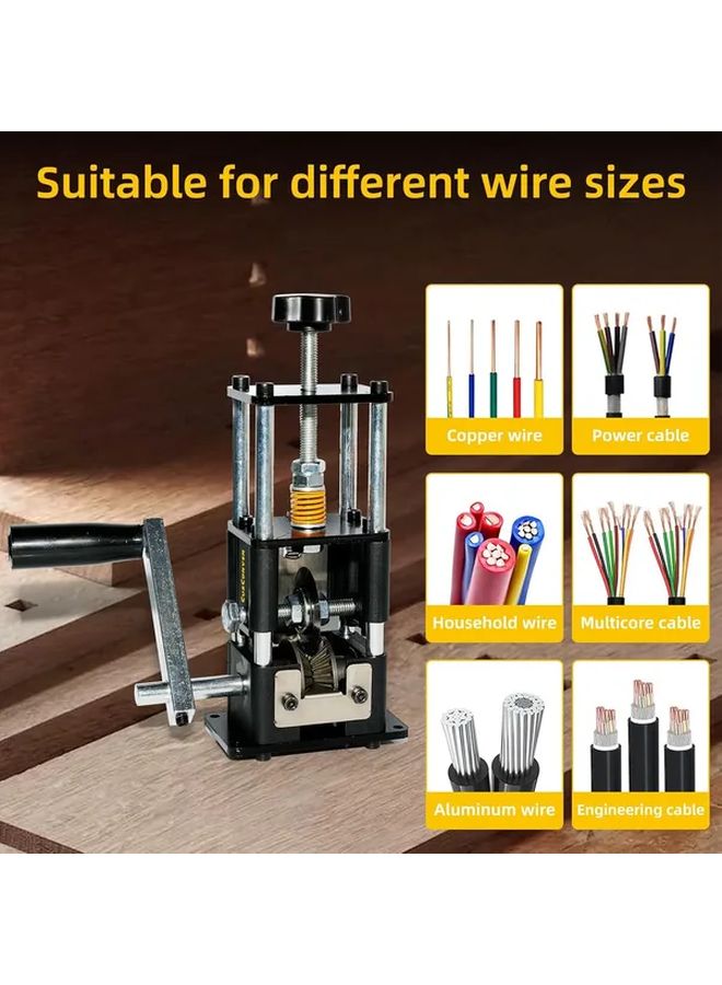 1pc Manual Wire Stripper Adjustable Hand Crank Cable Stripping Machine Metal Finish - Image 4