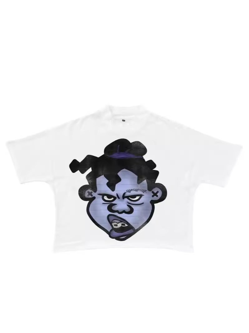 Harajuku Retro Anime Head Print Graphic T-Shirt Y2K Top Street Oversized T-Shirt Gothic Anime Short Sleeve - Image 4