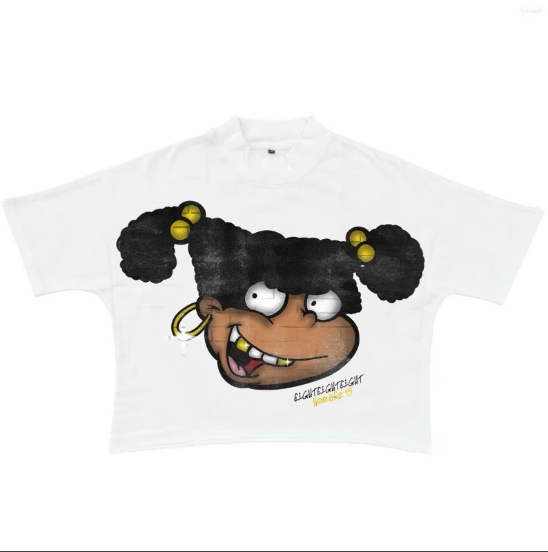 Harajuku Retro Anime Head Print Graphic T-Shirt Y2K Top Street Oversized T-Shirt Gothic Anime Short Sleeve - Image 1