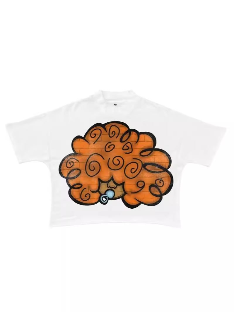 Harajuku Retro Anime Head Print Graphic T-Shirt Y2K Top Street Oversized T-Shirt Gothic Anime Short Sleeve - Image 2