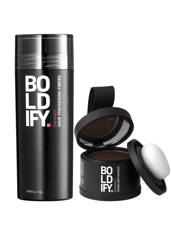 Boldify E Powder (Dark Brown) + Hair Fiber (Dark Brown): Boldify Bundle That Instantly Conceals Hair Loss Hair Powder For Thinning Hair, Root Cover Up  - Image 1