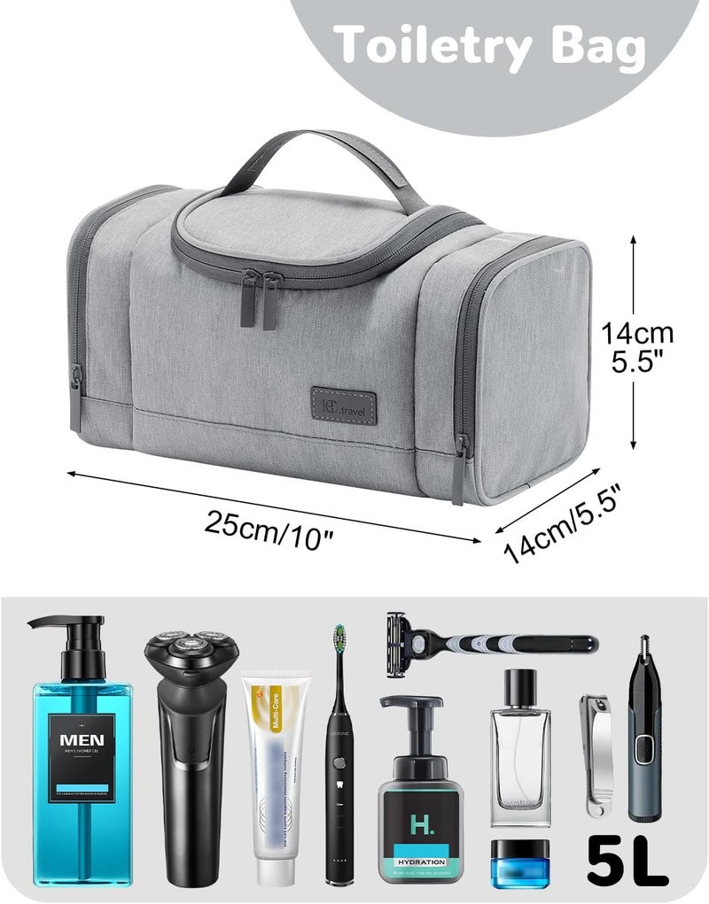 Outplea Waterproof Small Toiletry Bag for Men Women, Travel Toiletry Organizer Shaving Bag for Toiletries Accessories, Suitable Capacity Dopp Kit for Travel-Sized Essentials, Grey - Image 2