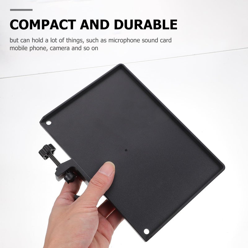 2pcs ABS Microphone Stand Tray 20x14cm Sound Storage Rack with Clip on Mount - Image 5