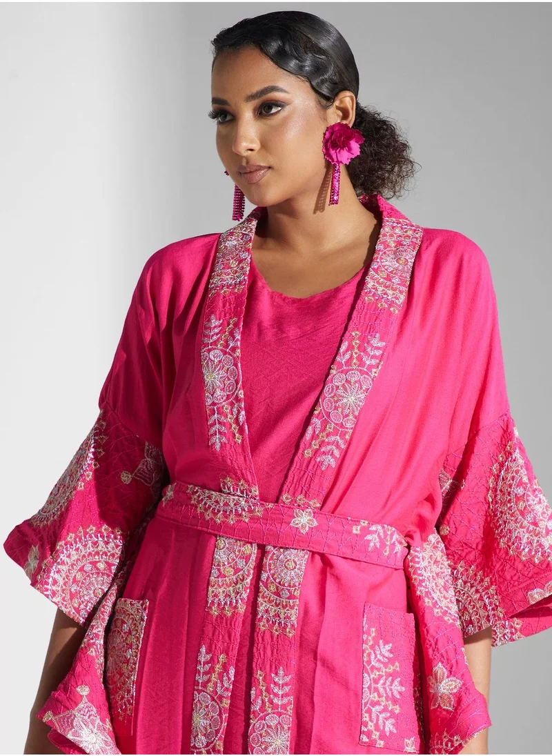 Yaser albik Embroidered Kimono Dress