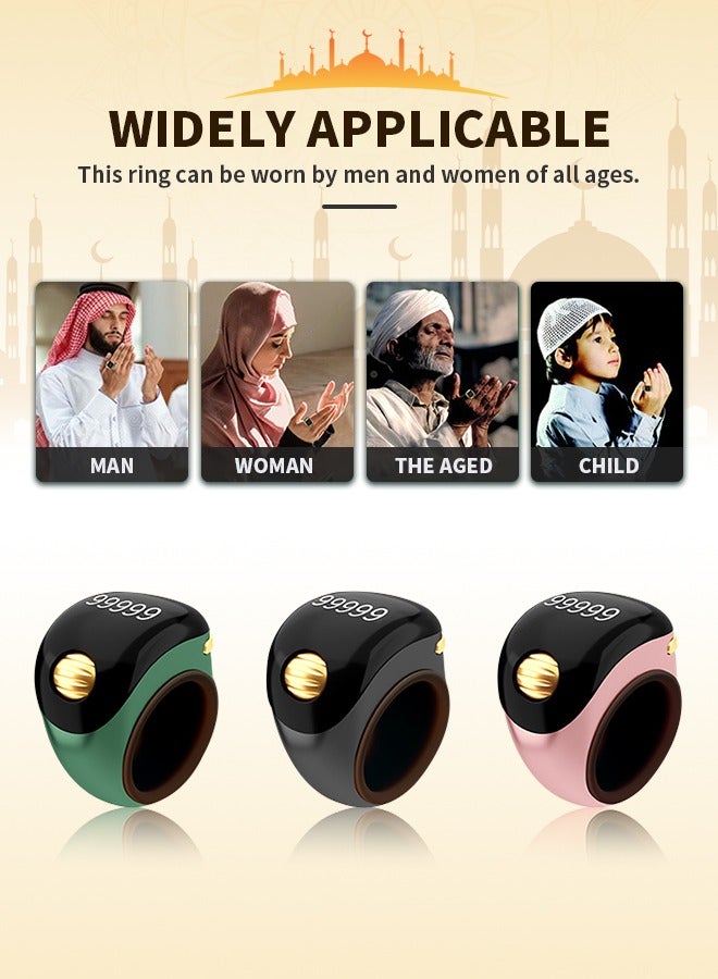 ماركة غير محددة - خاتم تسبيح للصلاة، عداد ذكي دوار مع تذكير بالاهتزاز، مناسب للسفر، صلاة سريعة في العمل والممارسة الروحية - Image 1