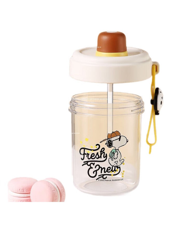 Snoopy Straw Water Bottle For Women, Stylish Portable Summer Plastic Cup For Children And Students, Dual-use Large Capacity Drinking Cup, Handheld Water Bottle, Pink - Image 3