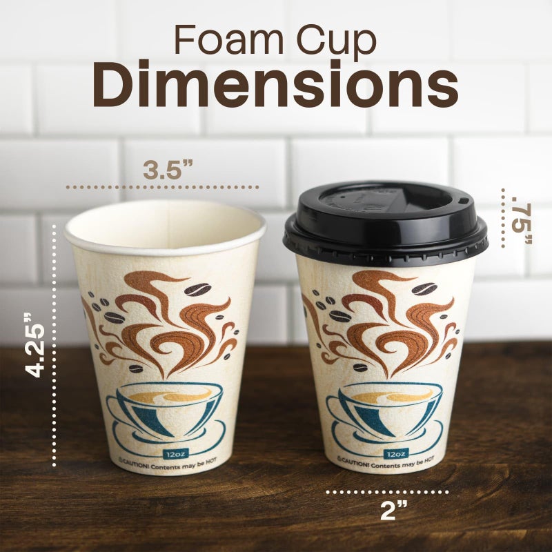 NYHI 12 Oz Hot/Cold Insulated Disposable Coffee Cups with Lids 100 Pack - To Go Coffee Paper Cups with Lids, No Sleeve Needed, Comfortable Grip, Space-Saving Stack, Ideal for Hot or Cold Drinks - Image 5