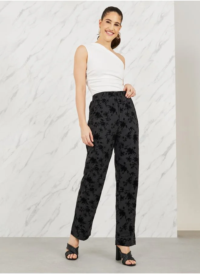 ستايلي Jacquard High Rise Straight Leg Pant