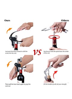SYOSI w i n e Corkscrew Opener Gift   Professional Corkscrews  w i n e Bottles, Reusable w i n e Bottle Opener for Men Women, Oenophiles, Bartenders, Servers, Bartenders, Lever w i n e Bottle Opener Silver  - Image 4