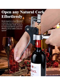 SYOSI w i n e Corkscrew Opener Gift   Professional Corkscrews  w i n e Bottles, Reusable w i n e Bottle Opener for Men Women, Oenophiles, Bartenders, Servers, Bartenders, Lever w i n e Bottle Opener Silver  - Image 2