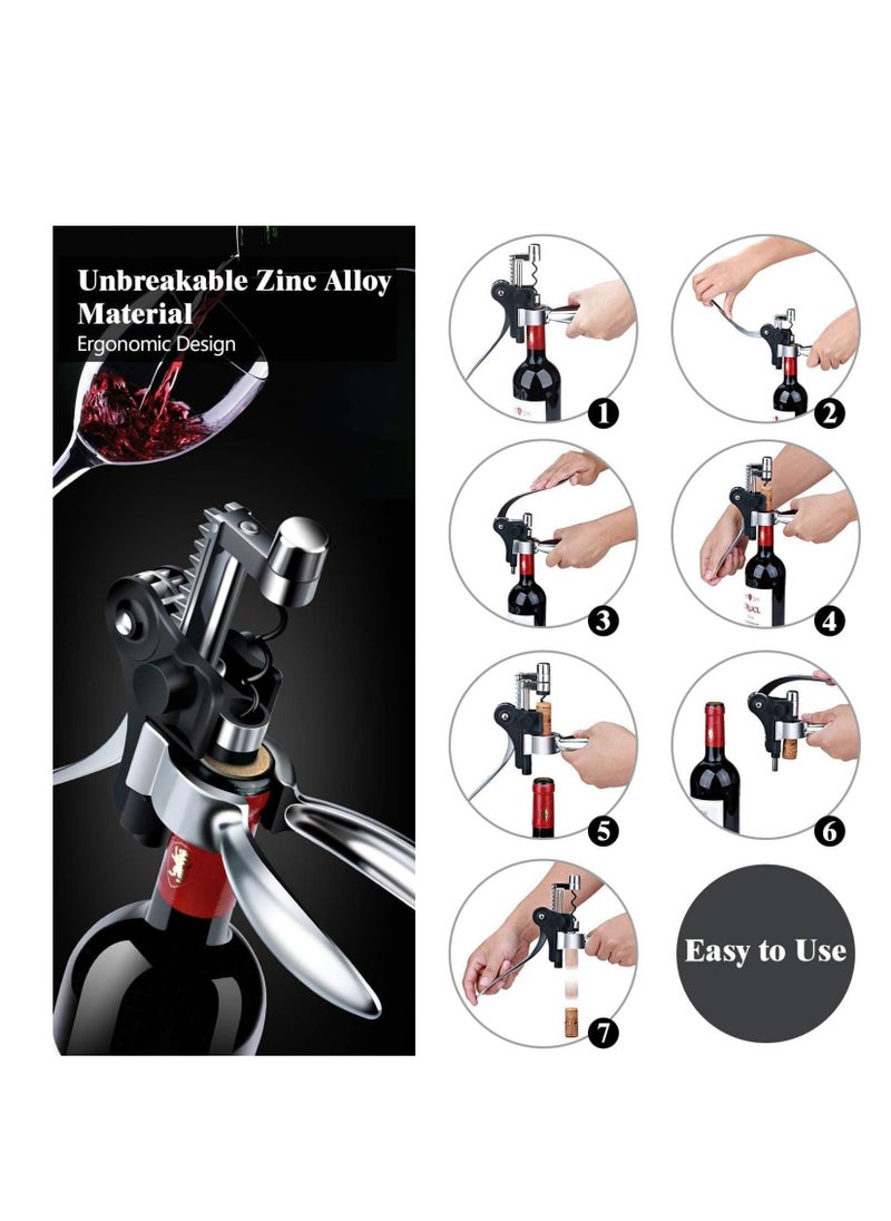 SYOSI w i n e Corkscrew Opener Gift   Professional Corkscrews  w i n e Bottles, Reusable w i n e Bottle Opener for Men Women, Oenophiles, Bartenders, Servers, Bartenders, Lever w i n e Bottle Opener Silver  - Image 5