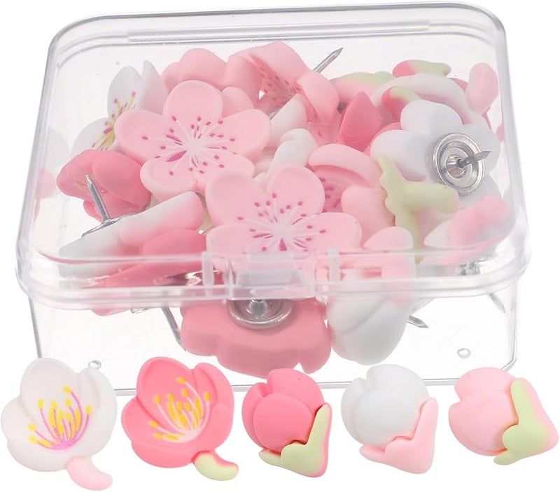 TEHAUX 20 قطعة من الدبابيس الزخرفية على شكل زهور للوحات الفلين وجدران الصور - Image 2