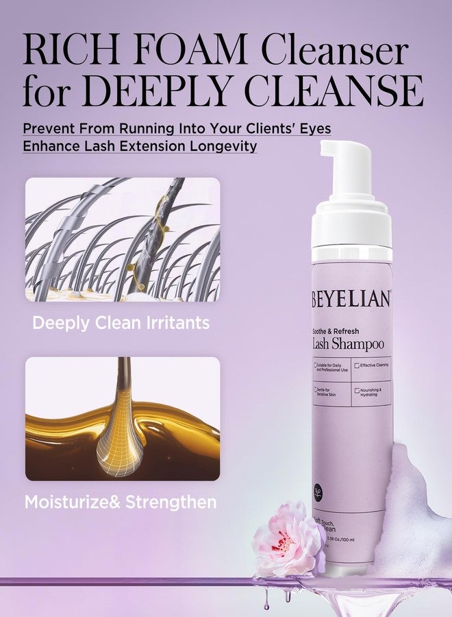 BEYELIAN Cluster Lash Glue Remover, Shampoo Kit for Eyelash Extension, 100ML Eyelash Shampoo, White Eyelash Extension Cleanser, Lash Eyelid Foam Cleaning Kit for Salon Use and Home Use - Image 3