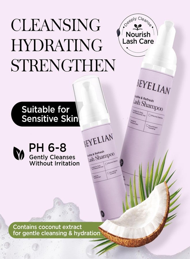 BEYELIAN Cluster Lash Glue Remover, Shampoo Kit for Eyelash Extension, 100ML Eyelash Shampoo, White Eyelash Extension Cleanser, Lash Eyelid Foam Cleaning Kit for Salon Use and Home Use - Image 2