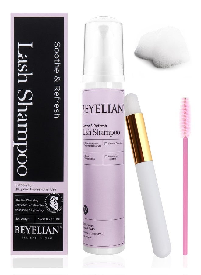 BEYELIAN Cluster Lash Glue Remover, Shampoo Kit for Eyelash Extension, 100ML Eyelash Shampoo, White Eyelash Extension Cleanser, Lash Eyelid Foam Cleaning Kit for Salon Use and Home Use - Image 1
