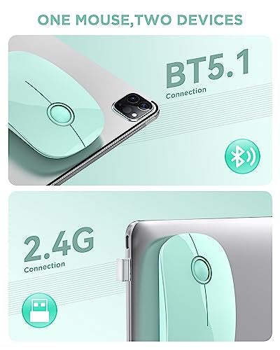 RAPIQUE R306 Wireless Mouse, Green, Bluetooth, USB, 480 hours battery life, 1600 DPI, Compatible with Windows, MacOS, Chromebook, Surface Pro, Laptops, PCs, and Computers - Image 3