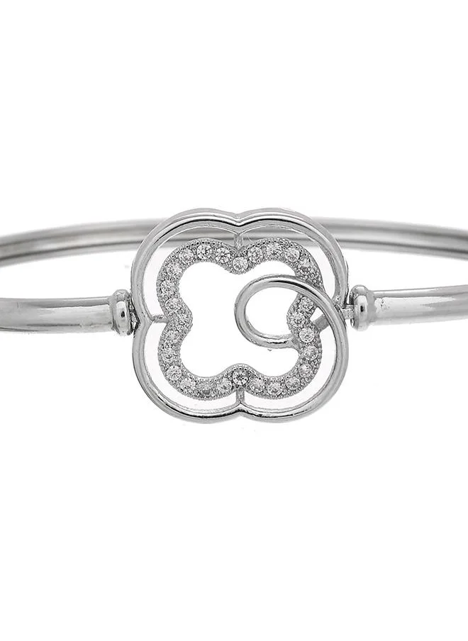 فويلا CZ Elegance Floral Motif White Zircons Bracelet