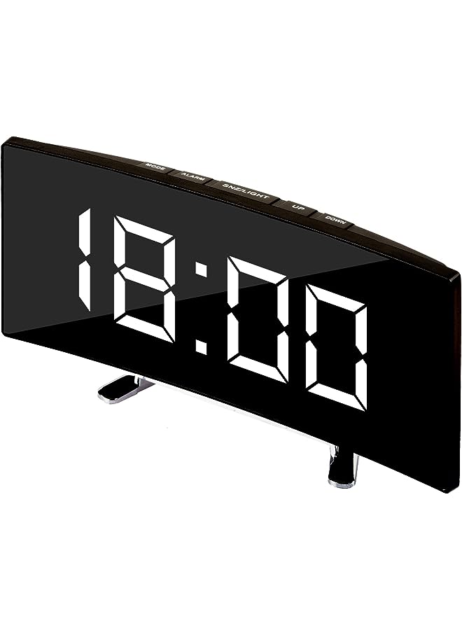 Raxoom clock, Mirror Surface Clock, Large Mirror LED Clock Alarm clock with Calendar Temperature, Auto Adjust 2 Levels Brightness, Snooze Function -Black - Image 1