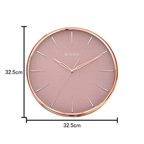 Titan Contemporary Rustic Pink Wall Clock in a Glossy Finish with a Textured Dial 32.5 x 32.5 cm (Medium) - Image 3
