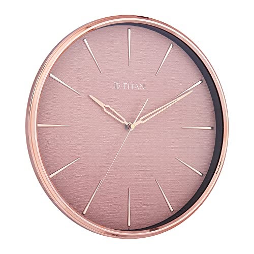 Titan Contemporary Rustic Pink Wall Clock in a Glossy Finish with a Textured Dial 32.5 x 32.5 cm (Medium) - Image 2