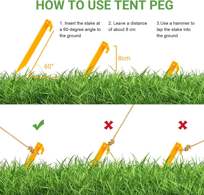 Hikemax 10 Pack Plastic Tent Stakes - 9 Inch Heavy Duty Beach Tent Pegs Sand Stakes - Essential Outdoor Gear for Camping, Backpacking, Gardening and More - Image 5