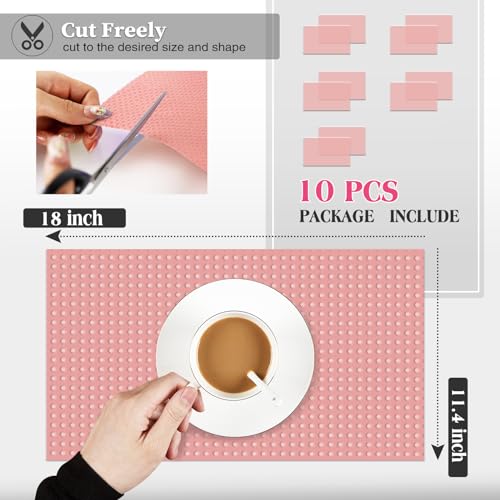 Daixers 10Pcs Refrigerator Liners, Washable Fridge Liner Shelf Mats Refrigerator Pads for Cupboard Cabinet Drawer Home Kitchen Accessories Organization (Pink) - Image 2