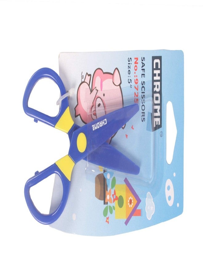 Chrome Stationery Kid's Safe Plastic Scissors, Blue, Pack of 4 - Image 2