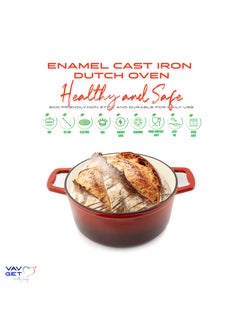 VAV Enameled Cast Iron Casserole Dish with Lid - 5 Quart Enamel Cookware Pot - Enameled Cast Iron Dutch Oven with Lid  - Image 3