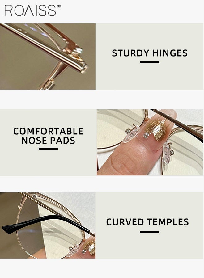 roaiss Women's Fashion Photochromic Blue Light Blocking Glasses Minimalist Chic Luxurious Rhinestone Embellished Metal Hinge Glasses Anti Eyestrain Headache Eyewear - Image 5