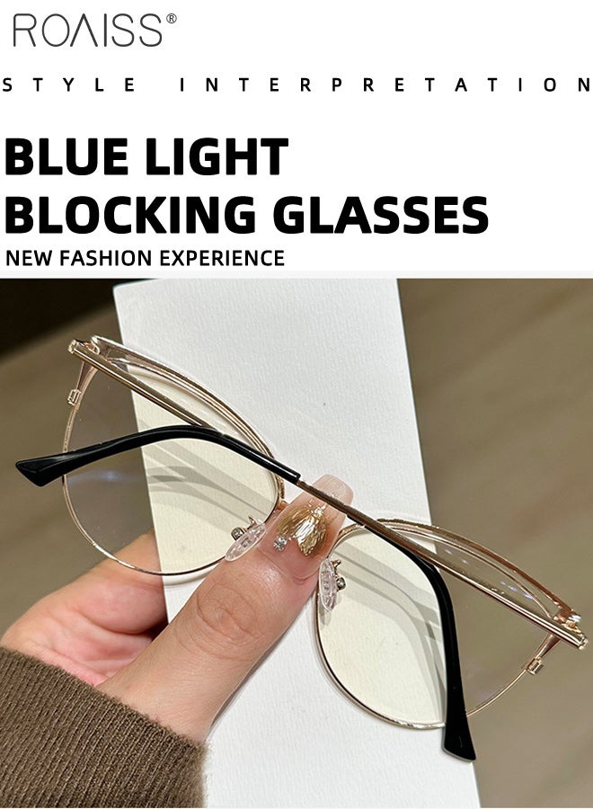 roaiss Women's Fashion Photochromic Blue Light Blocking Glasses Minimalist Chic Luxurious Rhinestone Embellished Metal Hinge Glasses Anti Eyestrain Headache Eyewear - Image 4