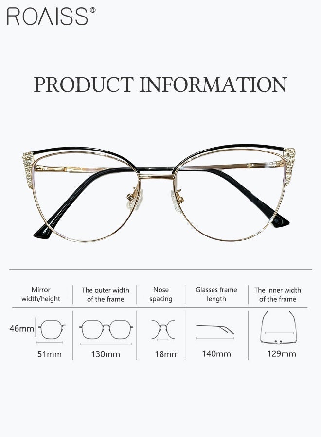 roaiss Women's Fashion Photochromic Blue Light Blocking Glasses Minimalist Chic Luxurious Rhinestone Embellished Metal Hinge Glasses Anti Eyestrain Headache Eyewear - Image 3