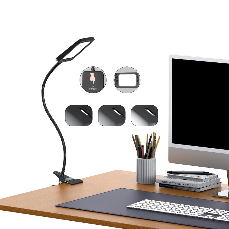 TROND LED Desk Lamp with Clamp, 1000LM Super Bright 3-Level Dimmable Desk Light 6000K Daylight, Extra-Long Flexible Gooseneck Clip on Light, Eye-Care Clamp Lamp for Painting, Workbench,Reading, Sewing - Image 1