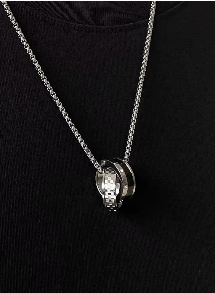 أيرونبروت - قلادة رجالية "Eternal Bond"، IronBrut، قلادة من الفولاذ المقاوم للصدأ مع سلسلة، هدية مثالية للرجال، مع حقيبة هدايا تحمل العلامة التجارية - Image 1