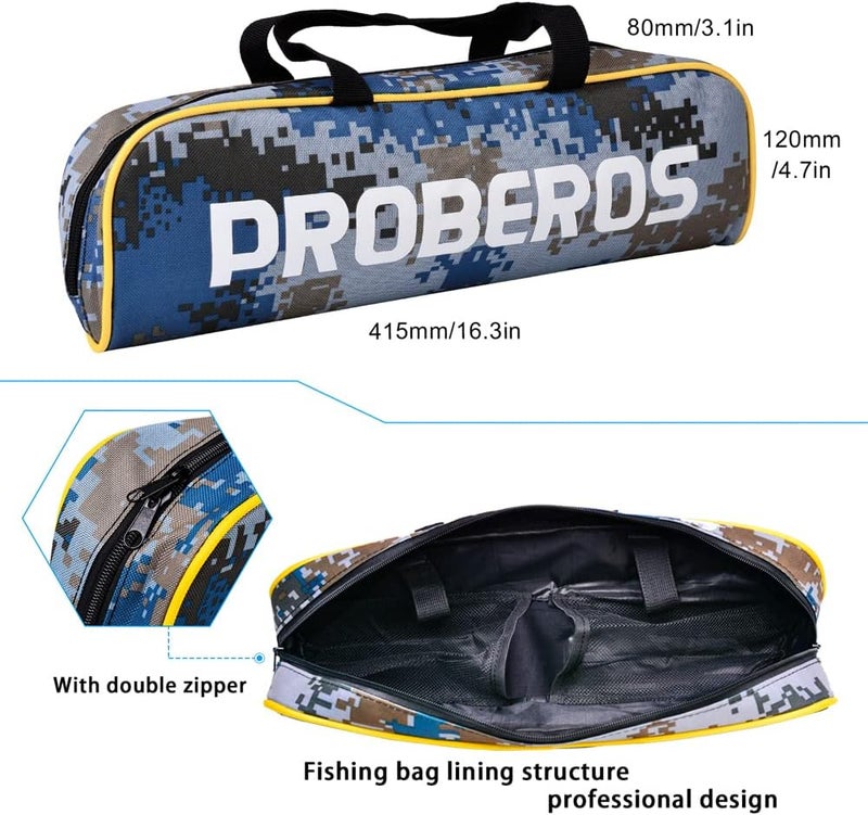 Proberos مجموعة صنارة الصيد والبكرة بطول 69 قدم من ألياف الكربون مع صنارة صيد تلسكوبية وبكرات صيد دوارة وصيد بالجر، مجموعة أدوات صيد الأسماك في المياه المالحة والعذبة والجليدية، مجموعة صنارات الصيد - Image 3