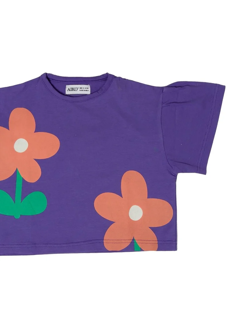 ايكو AIKO - Girls T-Shirt and Skirt Floral Pattern Set