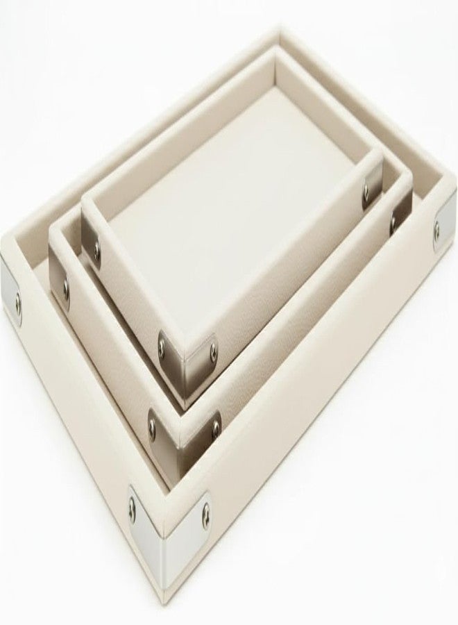 SENTONI Velvet Jewellery Display & Organizer Tray Set of 3 | Ivory Cream | Multipurpose Beading Trays for Rings, Earrings, Bracelets, Bangles & Showcase Display | Sizes – 12x9, 14x10 & 15x12 Inch - Image 1