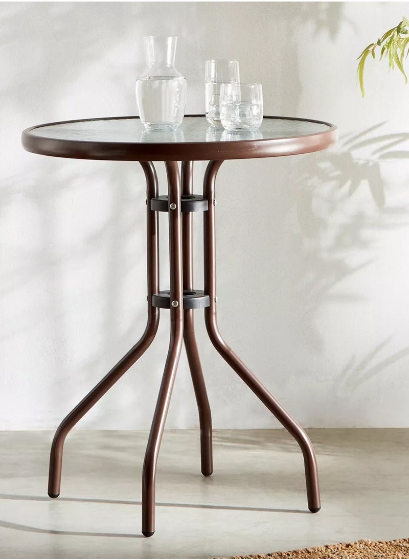 DubaiGallery Outdoor Bistro Table Patio Dining Table Round Side Table Coffee Table Furniture with Metal Frame Water Ripple Glass Top  - Image 4