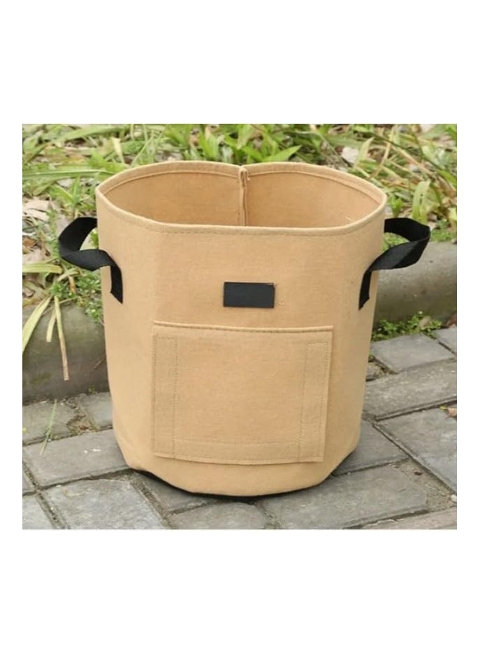 Generic Non Woven Round Fabric Grow Bags for Potato, Colour - Camel, Dimension: 30 CM Dia X 35 CM Height with Flap Opening, Volume -7 Gallon, Suitable For Potatoes, Carrots, Root Vegetables  - Image 2