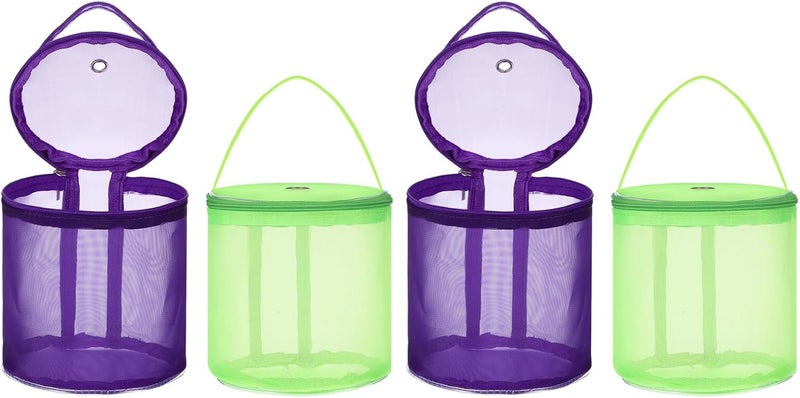 GALPADA 4pcs Small Yarn Storage Bags Mesh Tote for Crochet and Knitting, Portable Thread Organizer with Zipper, Purple and Green, Breathable Handheld Holder for Craft Projects - Image 1