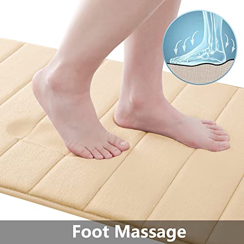 Buganda Memory Foam 3 Pieces Bathroom Rugs Set - Thick Soft Absorbent Non-Slip Bath Mats, Washable Small/Large/Contour Bath Rugs (24" x 16" + 30" x 20" + 24" x 20", Beige) - Image 3