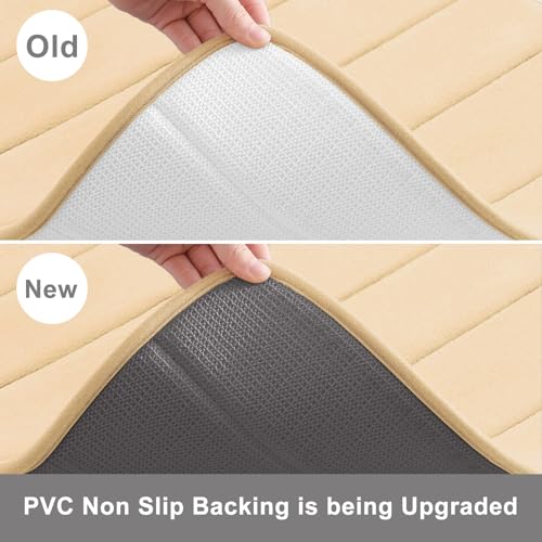 Buganda Memory Foam 3 Pieces Bathroom Rugs Set - Thick Soft Absorbent Non-Slip Bath Mats, Washable Small/Large/Contour Bath Rugs (24" x 16" + 30" x 20" + 24" x 20", Beige) - Image 4