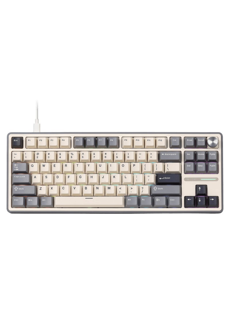 Royal Kludge RK Royal Kludge R87 Pro TKL Wired Gaming Keyboard, Creamy Pre-Lubed Switch, Hot-Swappable, Gasket Mount, Supports QMK/VIA Programming, Cherry Profile PBT, English-Arabic Layout, Half Grey | R87Pro - Image 1