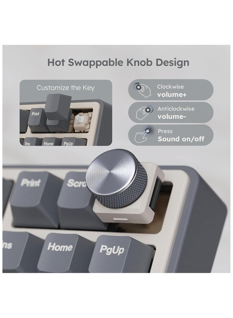 Royal Kludge RK Royal Kludge R87 Pro TKL Wired Gaming Keyboard, Creamy Pre-Lubed Switch, Hot-Swappable, Gasket Mount, Supports QMK/VIA Programming, Cherry Profile PBT, English-Arabic Layout, Half Grey | R87Pro - Image 3