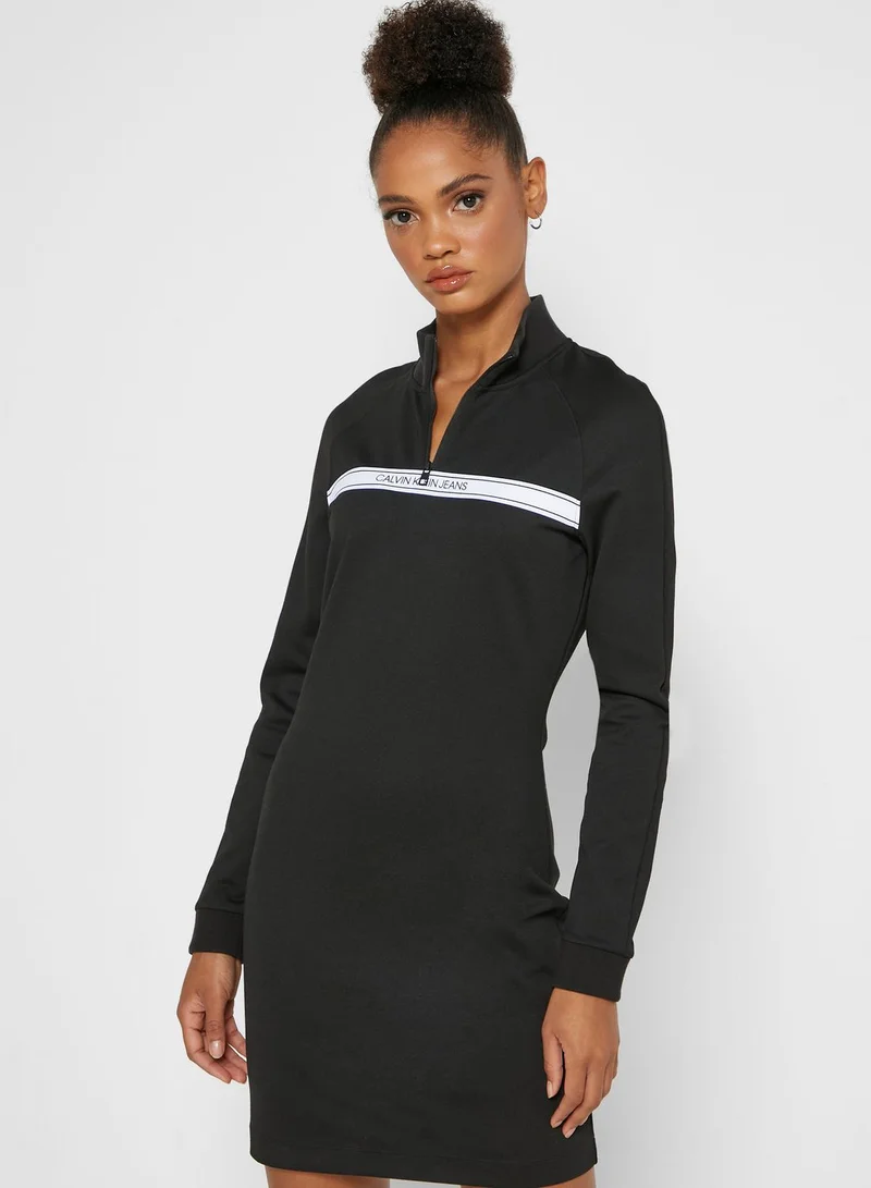 Calvin Klein Jeans High Neck Logo Bodycon Dress